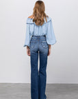 Denim Lab USA High Waist Ripped Flare Jeans