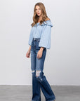 Denim Lab USA High Waist Ripped Flare Jeans