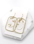 Gold Flake Acrylic Chandelier Earrings