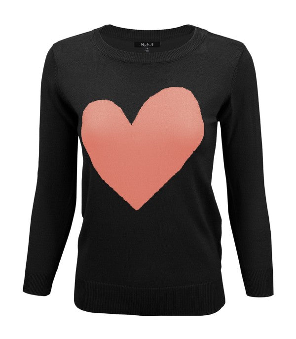 S/S Love Heart Crew-neck  12GG Pullover Sweater