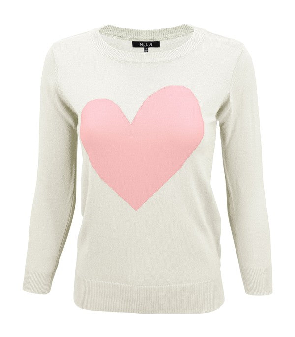 S/S Love Heart Crew-neck  12GG Pullover Sweater