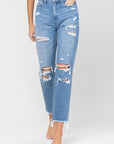 VERVET by Flying Monkey Distressed Raw Hem Mom Jeans