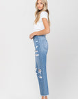 VERVET by Flying Monkey Distressed Raw Hem Mom Jeans