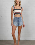 Denim Lab USA High Rise Distressed Premium Shorts