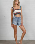 Denim Lab USA High Rise Distressed Premium Shorts