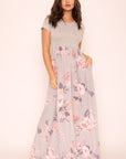 Plus Short Sleeve Floral Maxi Dress