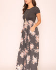 Plus Short Sleeve Floral Maxi Dress