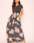 Plus Short Sleeve Floral Maxi Dress