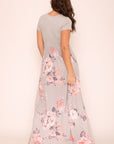 Plus Short Sleeve Floral Maxi Dress