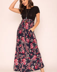 Plus Short Sleeve Floral Maxi Dress