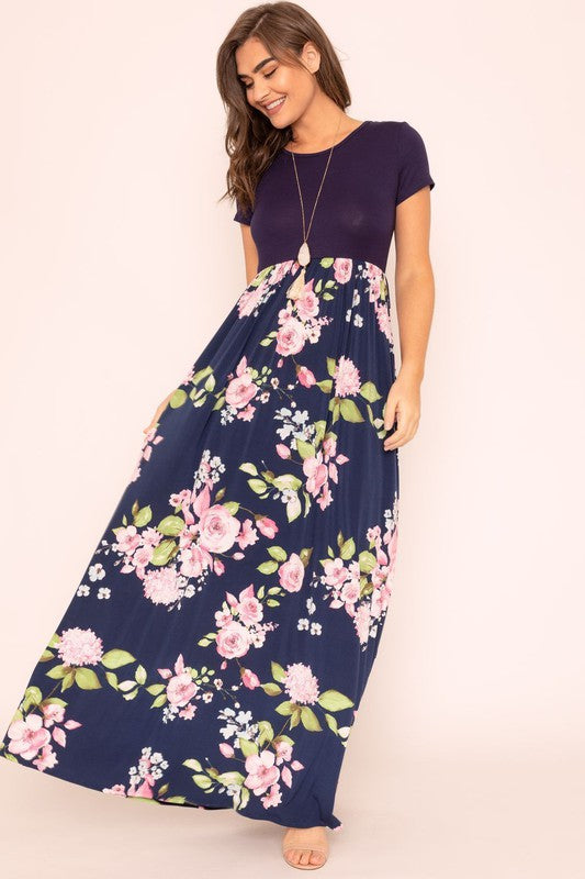 Short Sleeve Floral Maxi Dress