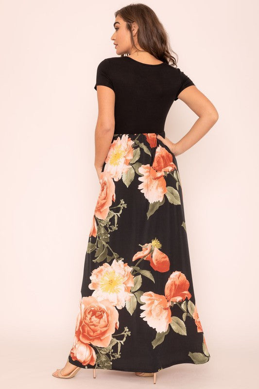 Short Sleeve Floral Maxi Dress