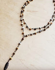 Double Lariat Natural Agate Necklace w/  Feather
