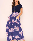 Plus Short Sleeve Floral Maxi Dress