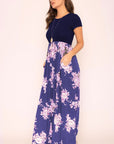 Plus Short Sleeve Floral Maxi Dress