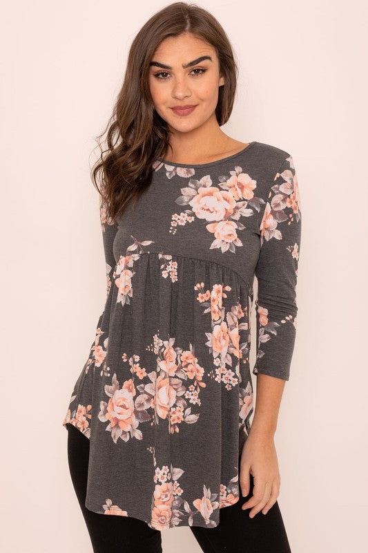 Floral Curved Hem Tunic