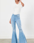 Vibrant M.i.U Distressed Flare Jeans