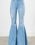 Vibrant M.i.U Distressed Flare Jeans