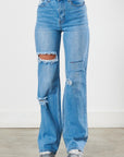 Vibrant M.i.U Distressed Wide Leg Jeans