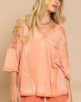 POL Feminine Boho Crochet Sleeve Top - Online Only