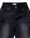 Lilou Black Distressed Straight Jeans