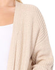 Chunky Waffle Knit Open Front Sweater Cardigan