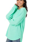 Zenana Hi Low Long Sleeve Round Neck Sweater - Online Only