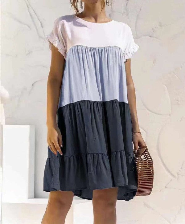 Miss Sparkling Color Block Dress