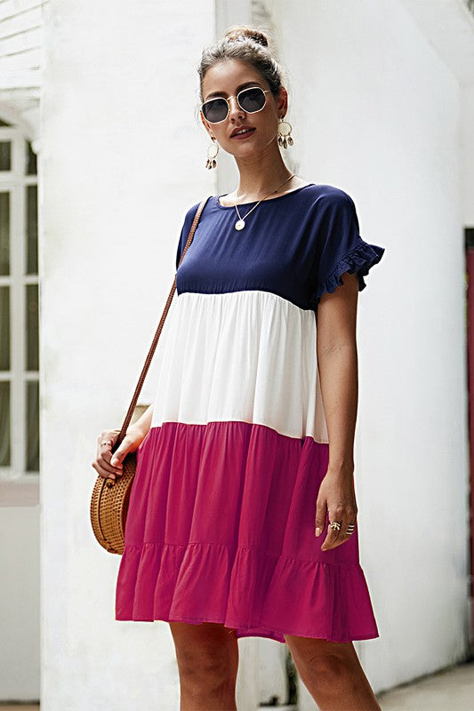 Miss Sparkling Color Block Dress