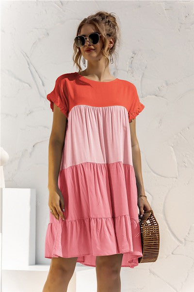 Miss Sparkling Color Block Dress