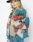 Blue B Soft Comfy Lightweight Aztec Pattern Jacket