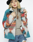 Blue B Soft Comfy Lightweight Aztec Pattern Jacket