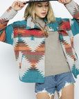 Blue B Soft Comfy Lightweight Aztec Pattern Jacket