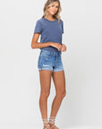 VERVET by Flying Monkey Mid Rise Single Cuffed Hem Shorts