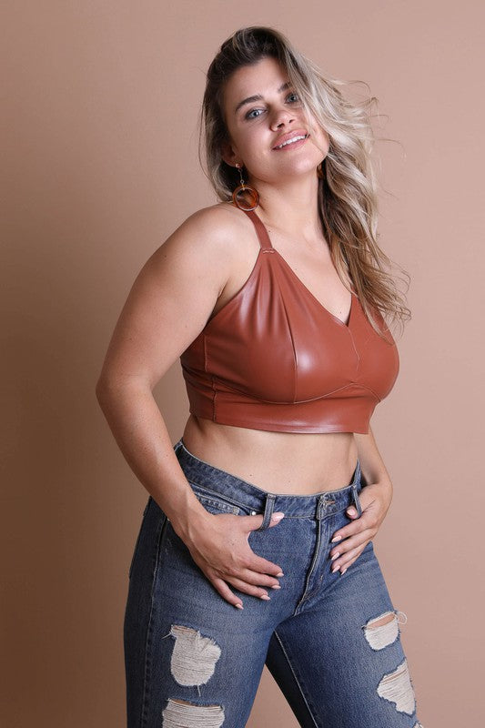 Faux Leather Longline Bralette Plus Size – My Pampered Life Seattle