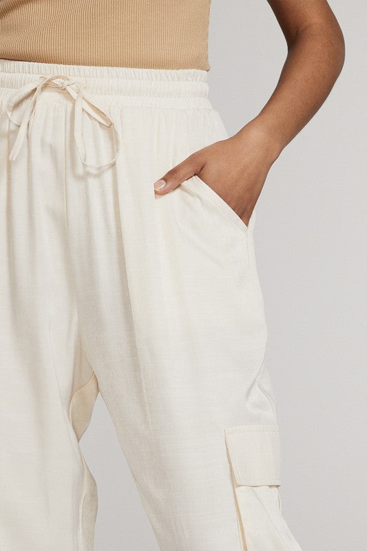 Miss Sparkling Textured Satin Cargo Pants