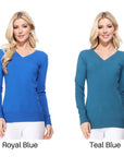 Women's Long Sleeve V-Neck Pulll Over Sweater Top - Online Only