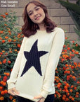 Cute Star Jacquard Round Neck Pullover Sweater