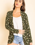 Floral Ribbed Slouch Cardigan