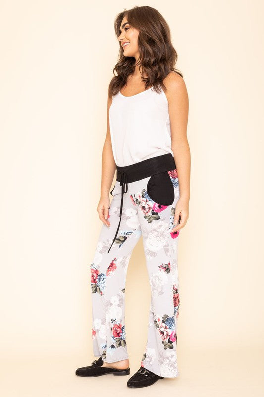 Plus Floral Drawstring Pants