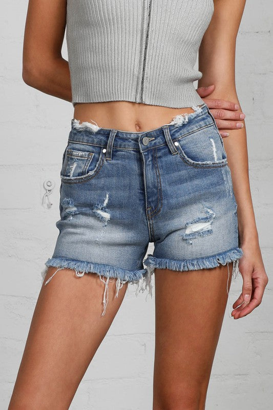 Insane Gene Mid-Rise Distressed Shorts