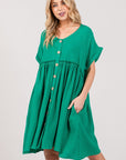 SAGE + FIG Full Size Button Up Short Sleeve Dress