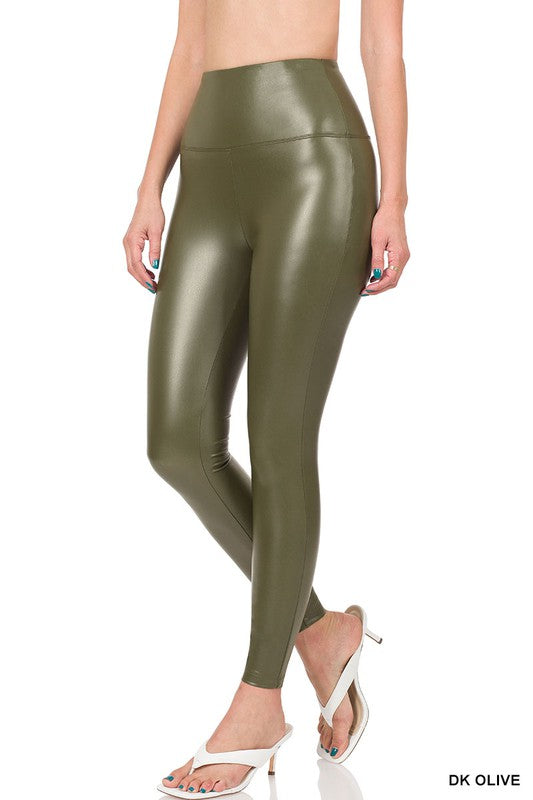 Zenana High Rise Faux Leather Leggings - Online Only