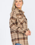 Womens Long Sleeve Checkered Boyfriend Flannel