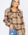 Womens Long Sleeve Checkered Boyfriend Flannel