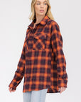 Womens Long Sleeve Checkered Boyfriend Flannel