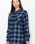 Womens Long Sleeve Checkered Boyfriend Flannel