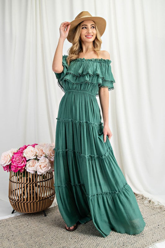 Off The Shoulder Ruffle Maxi - Online Only