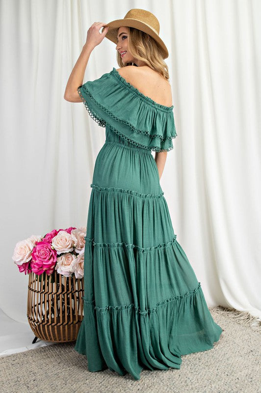 Off The Shoulder Ruffle Maxi - Online Only