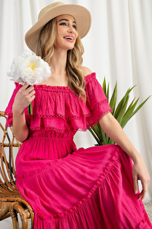 Off The Shoulder Ruffle Maxi - Online Only